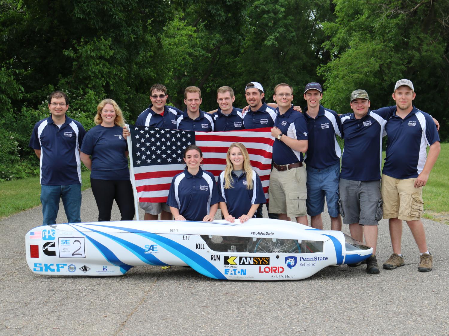 Penn State Behrend's Society of Automotive Engineers (SAE) Club took first place in the International Supermileage Challenge, held June 7-8 at the Eaton Corporation’s Marshall Proving Grounds test track in Michigan.