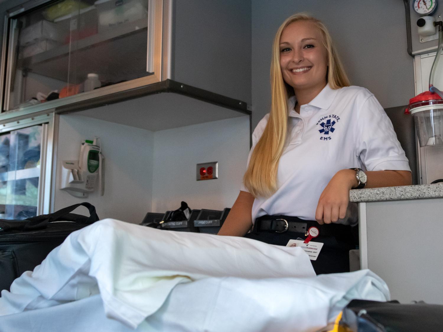 Sophie Campbell in a University Ambulance