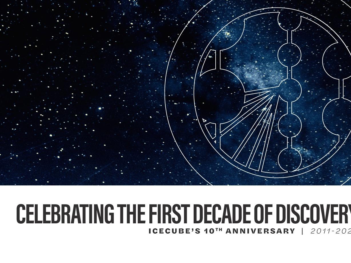 Graphic logo of IceCube 10th anniversary