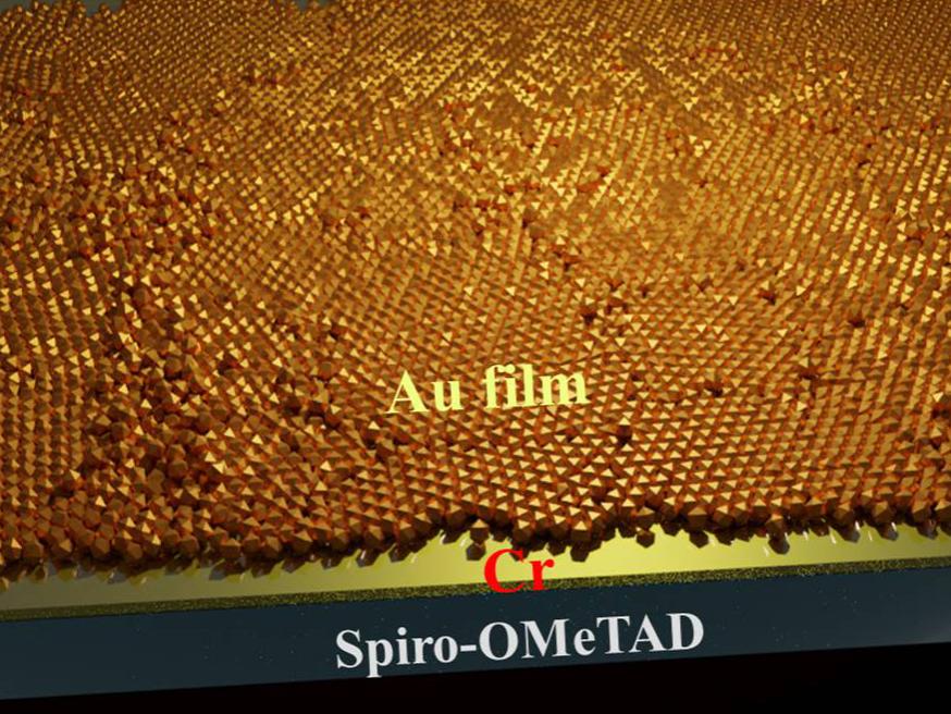 Using a chromium seed layer allowed scientists to grow ultrathin gold film that serves as a transparent electrode with good conductivity for semitransparent perovskite solar cells