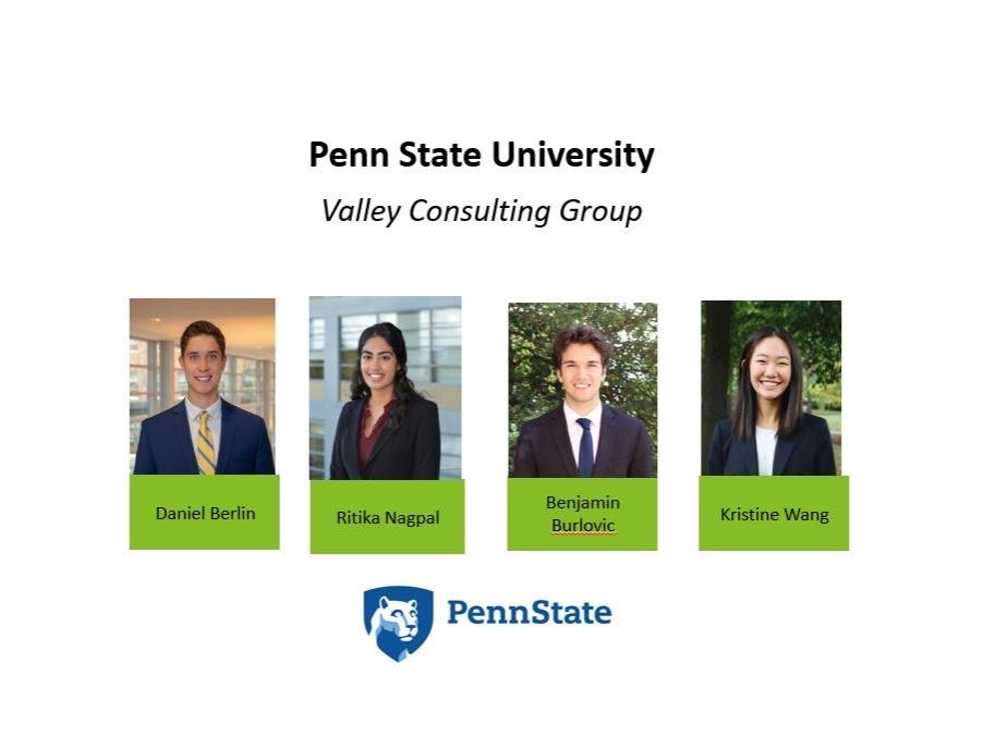 Penn State students Daniel Berlin, Ritika Nagpal, Benjamin Burlovic, and Kristine Wang of Valley Consulting Group
