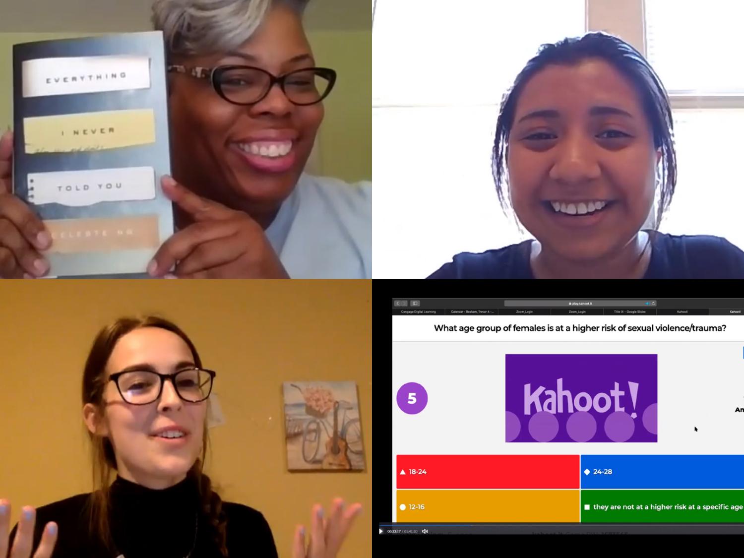 four split screen with four women and the Kahoots graphic