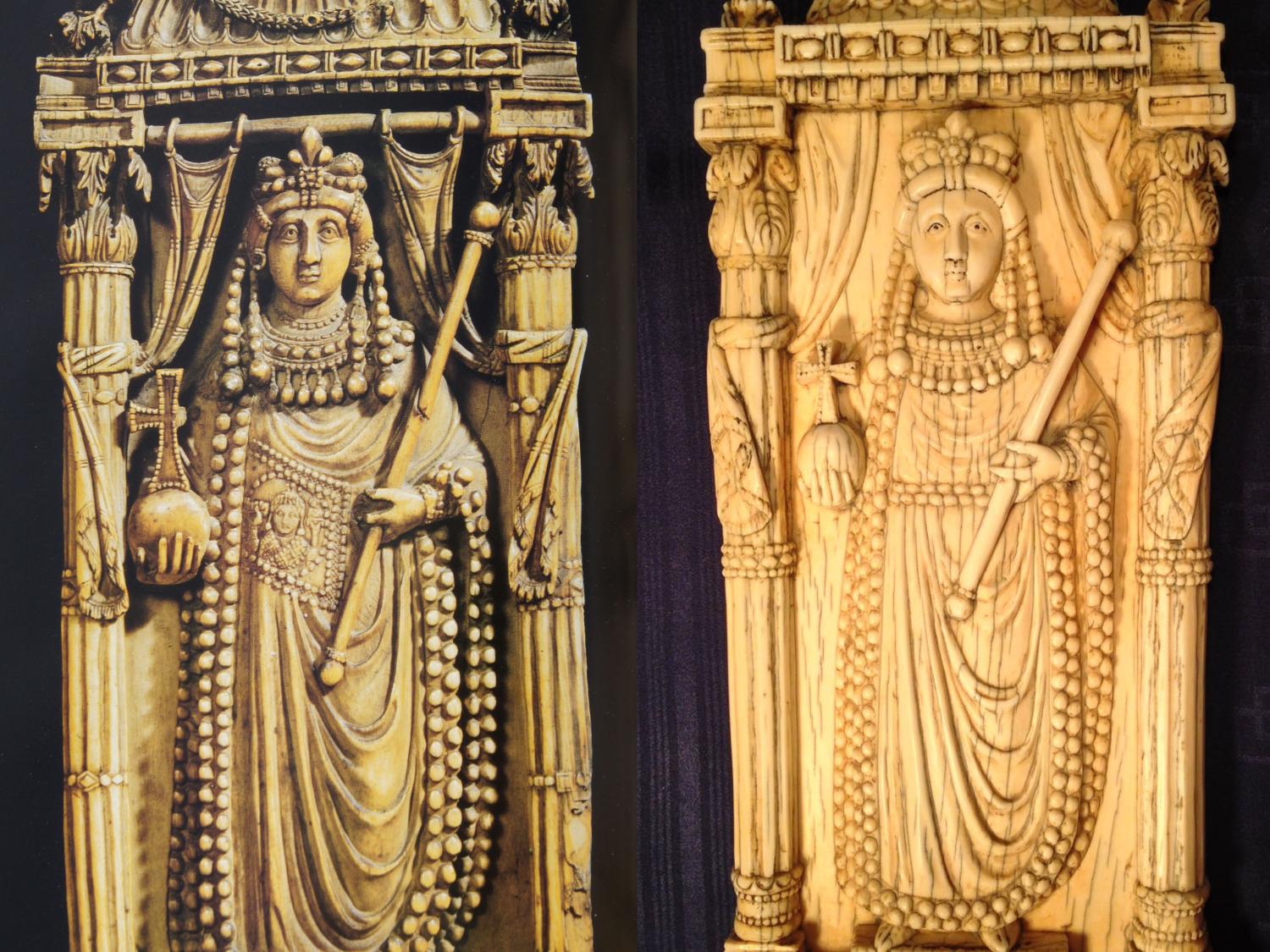 The original and a forgery of an ivory diptych