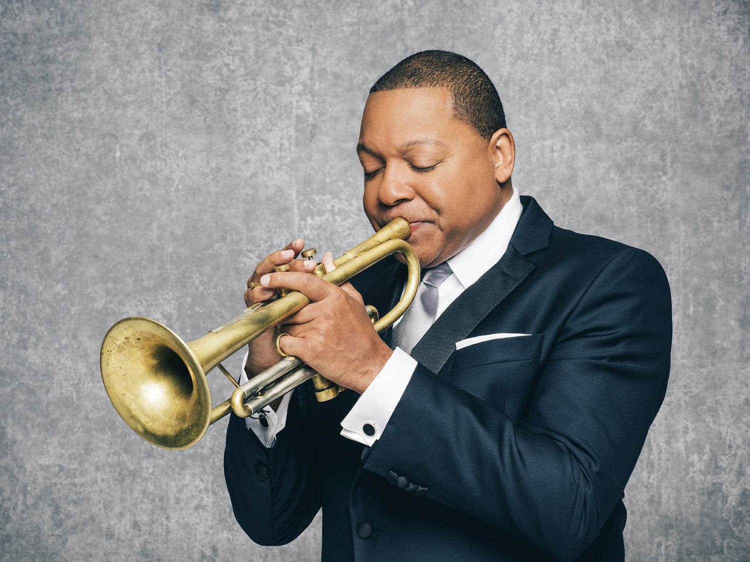 Wynton Marsalis plays his trumpet.