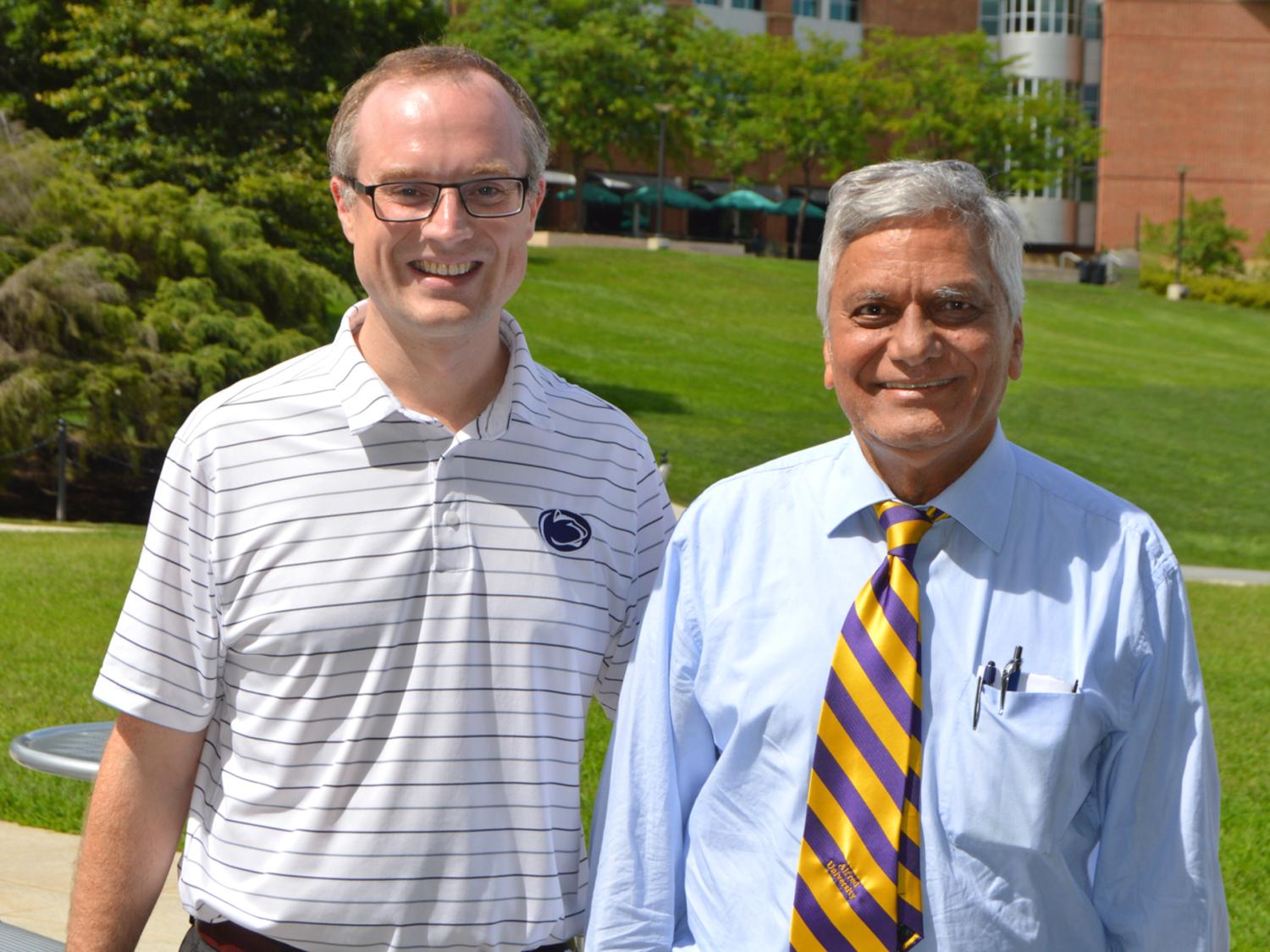 John Mauro, a glass expert and professor at Penn State, has maintained a lifelong relationship with his undergraduate adviser Arun Varshneya, who until recently taught at Alfred University. 