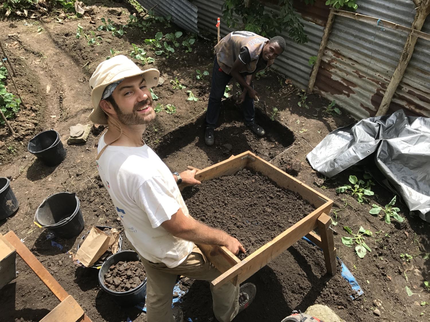Jon Hanna and Kemron Mark excavating a dig site at Montreuil