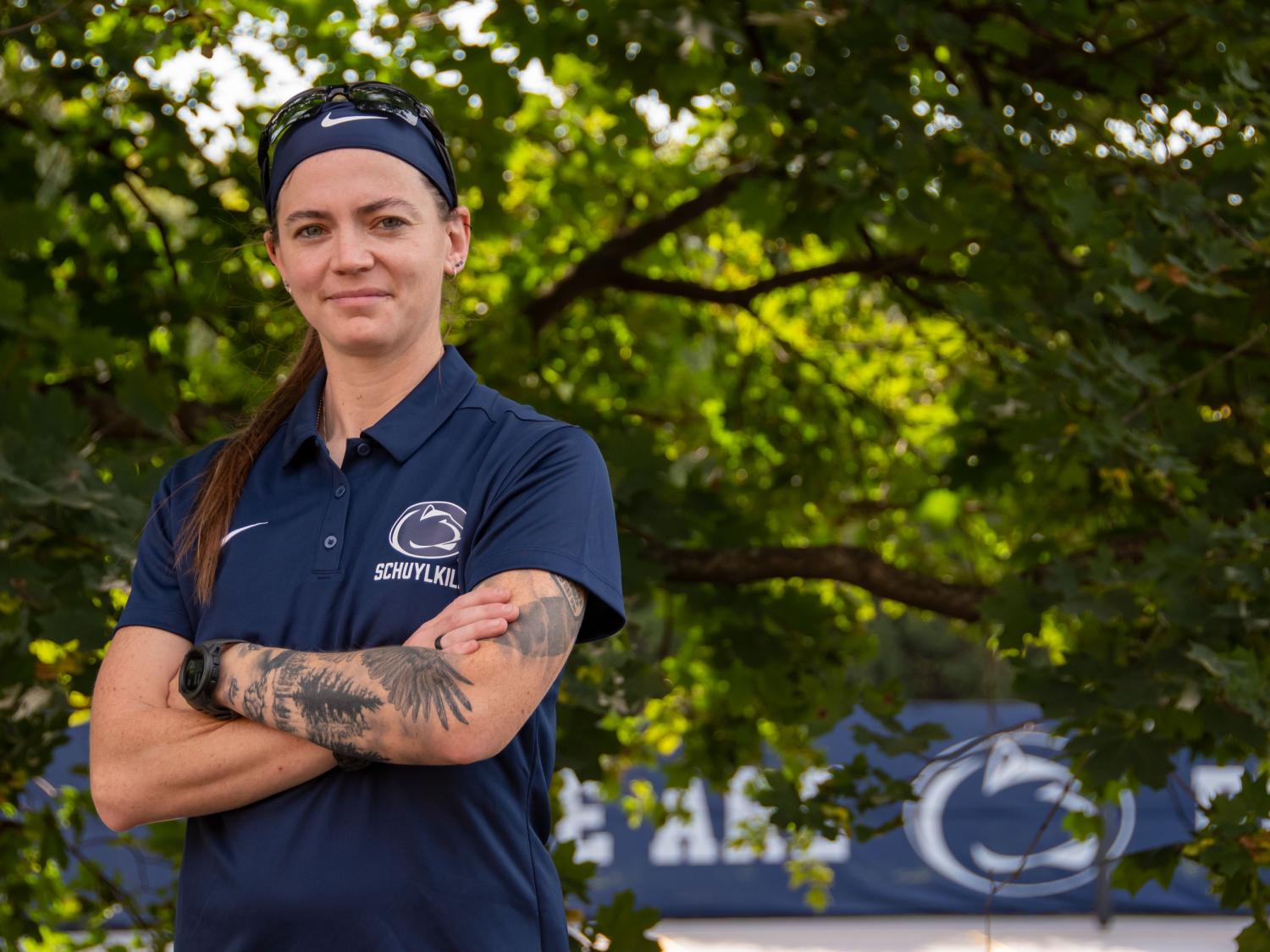 An image of Kate Fullerton with Schuylkill outdoor athletic courts in the background