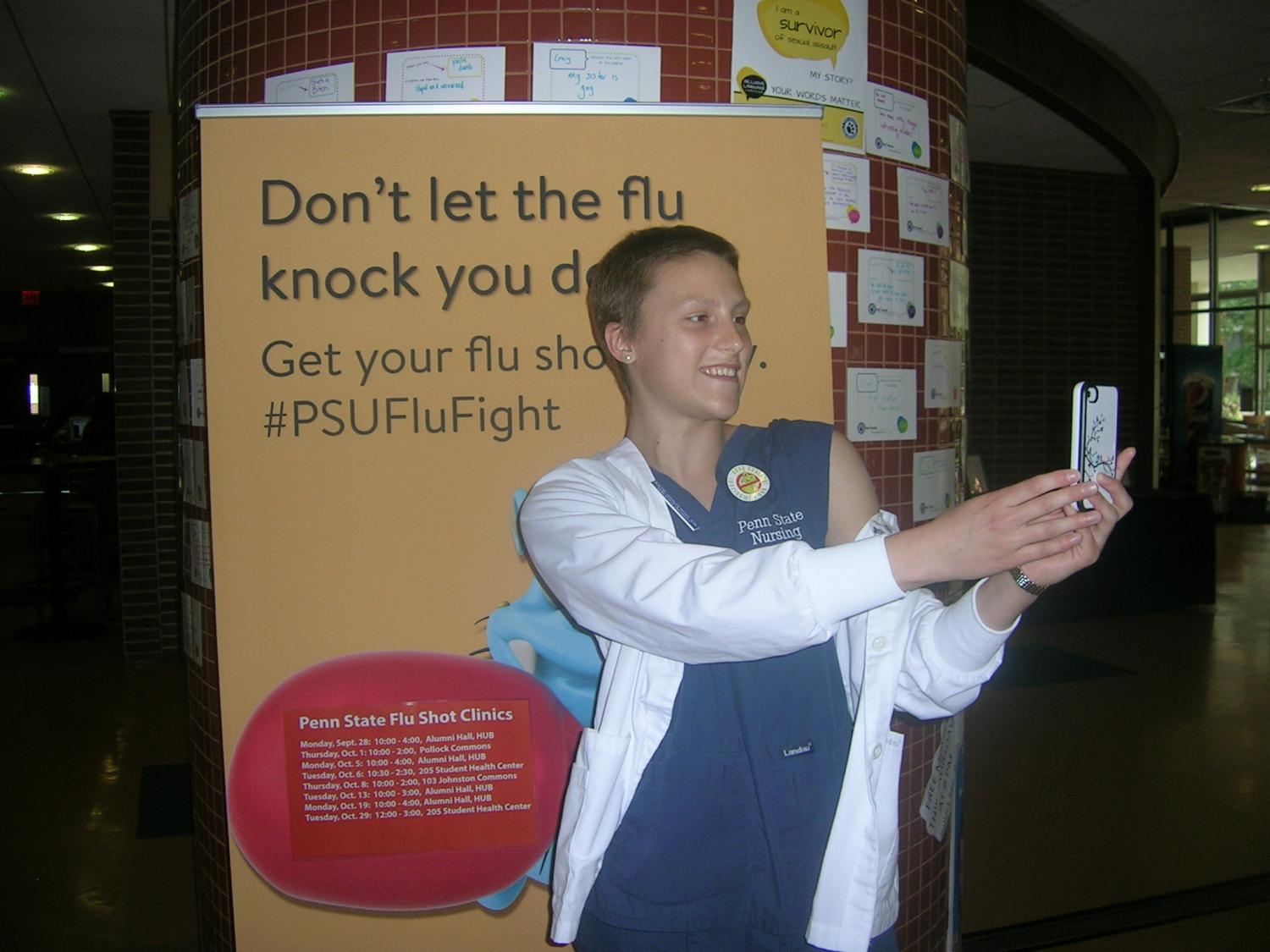 Jedrziewski takes selfie for #PSUFluFight