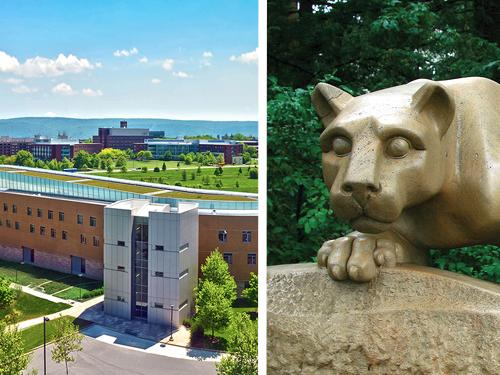 Lewis Katz Building and Lion Shrine