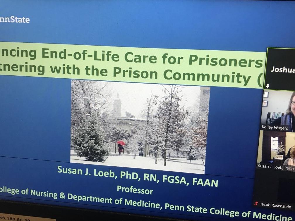 computer screen of kelley wagers communicating care course