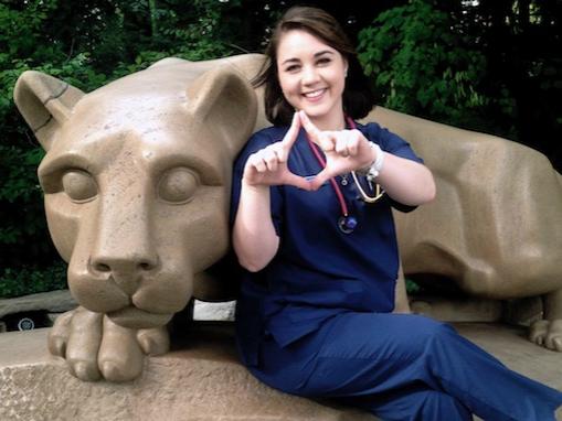 Kelly Winegar (Nursing student) at Nittany Lion Shrine