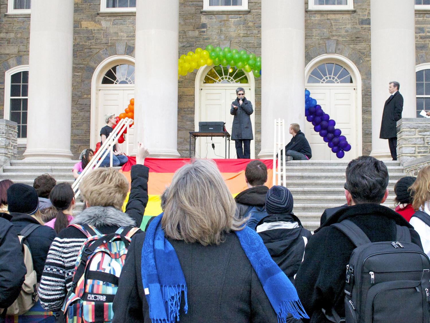 LGBTA Pride Week Rally on Old Main steps March 20