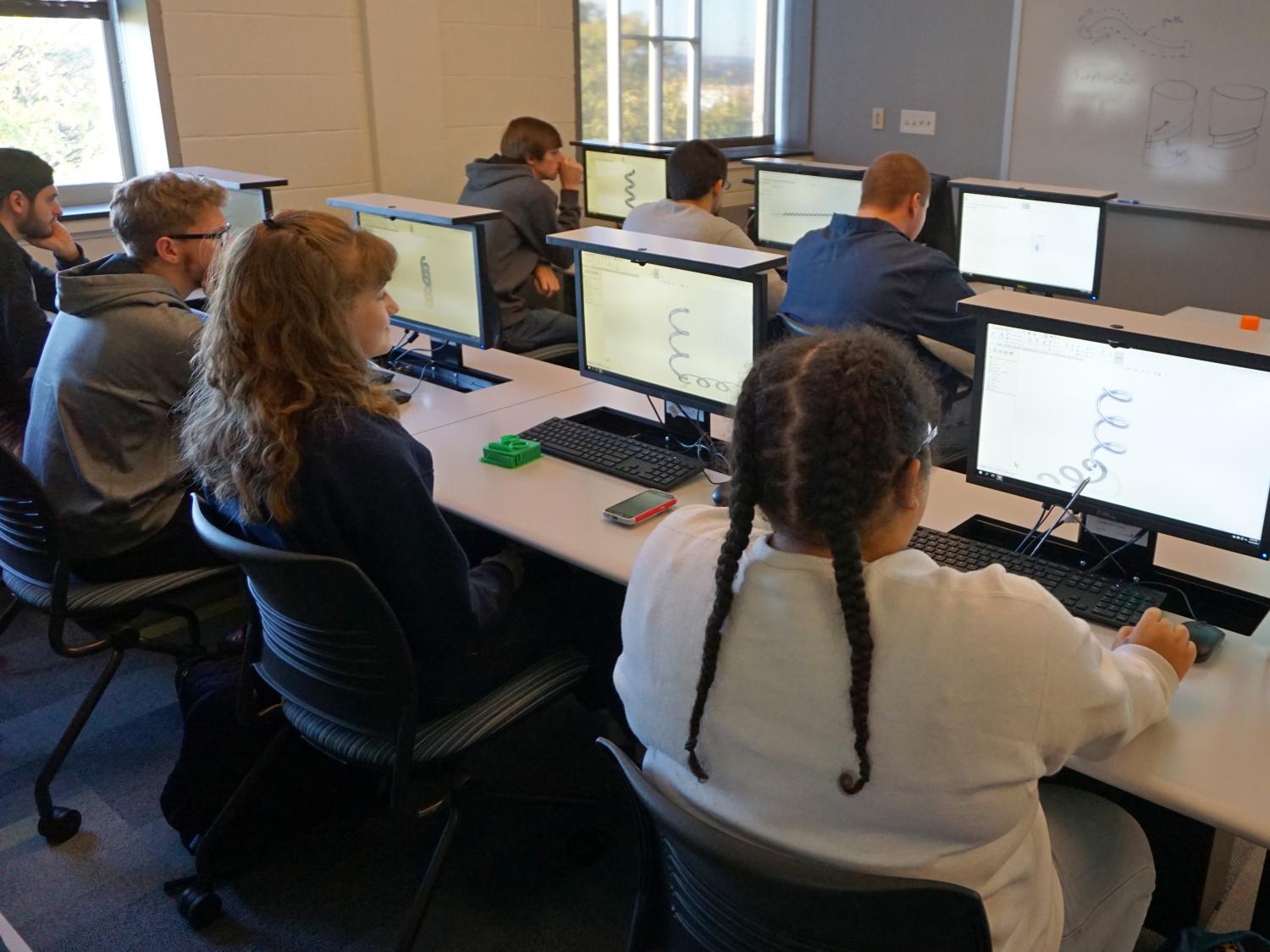 Students work on computers