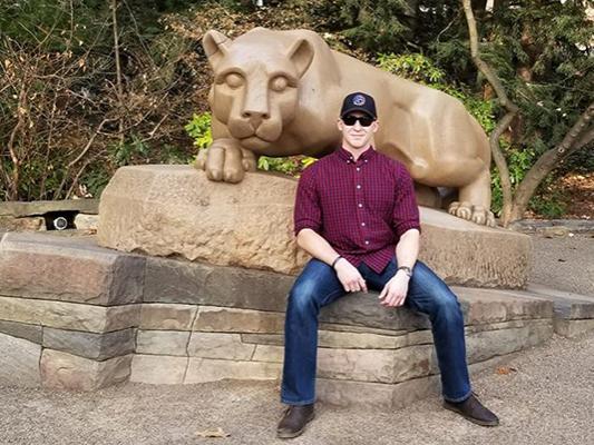 Penn State undergraduate student Nicholas Lacey on the University Park campus 