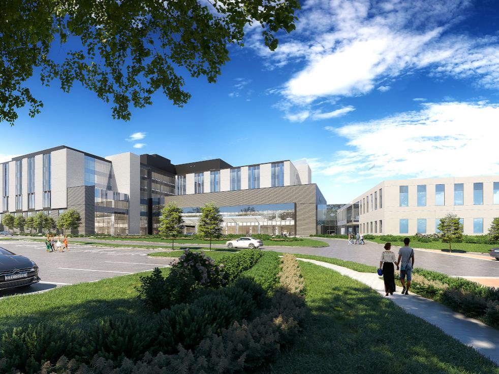An artist's rendering of a future hospital.
