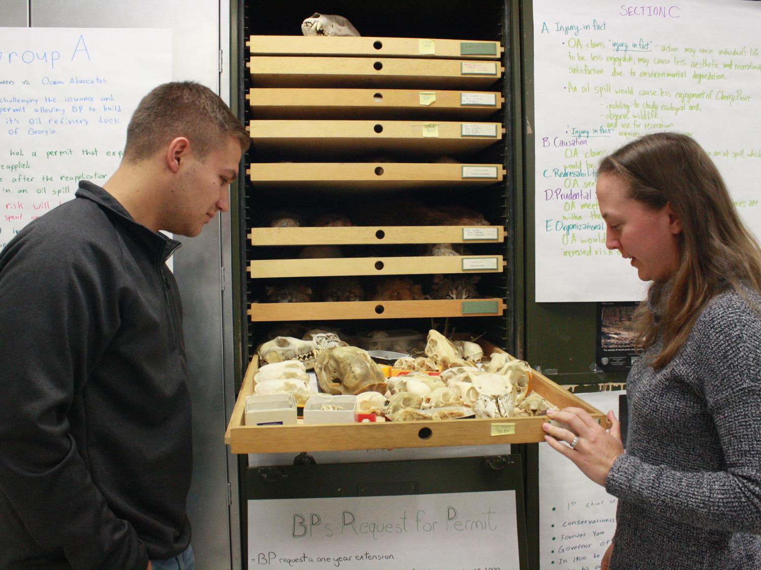 Scholarship recipient Sean Lauer and Instructor in Wildlife Technology Emily Thomas. 