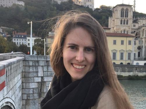 Woman in European city