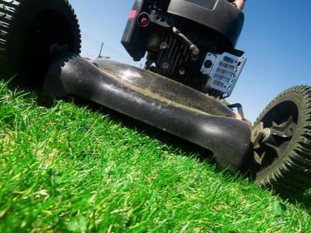 Lawn mower in grass