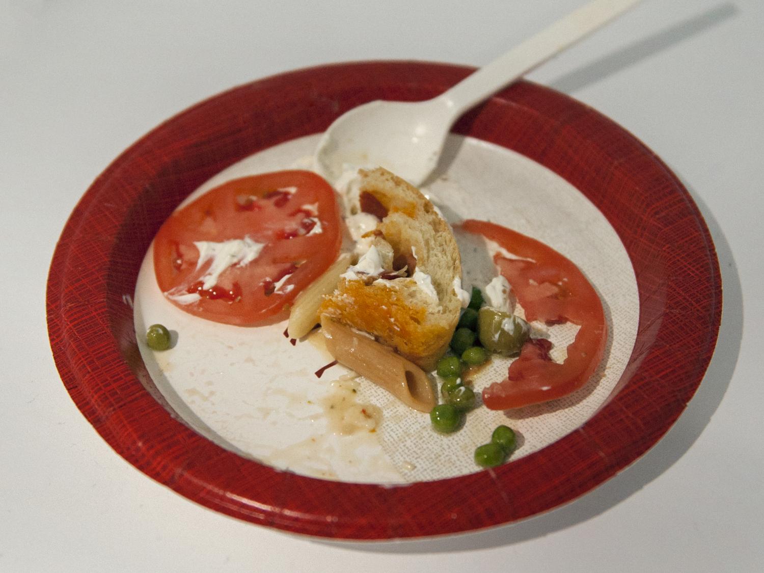 Plate of partially eaten food