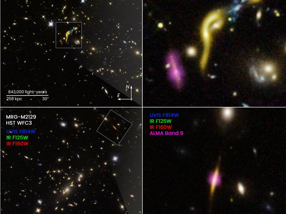 two showing dead galaxies and two boxes with closeups