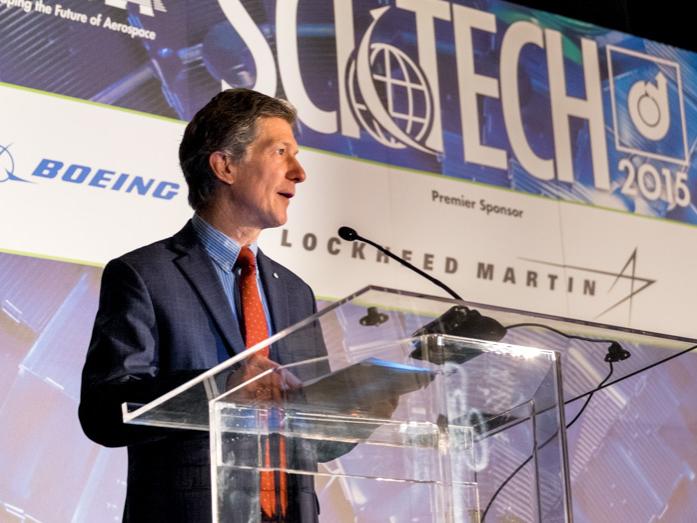 Lesieutre at SciTech 2015 podium