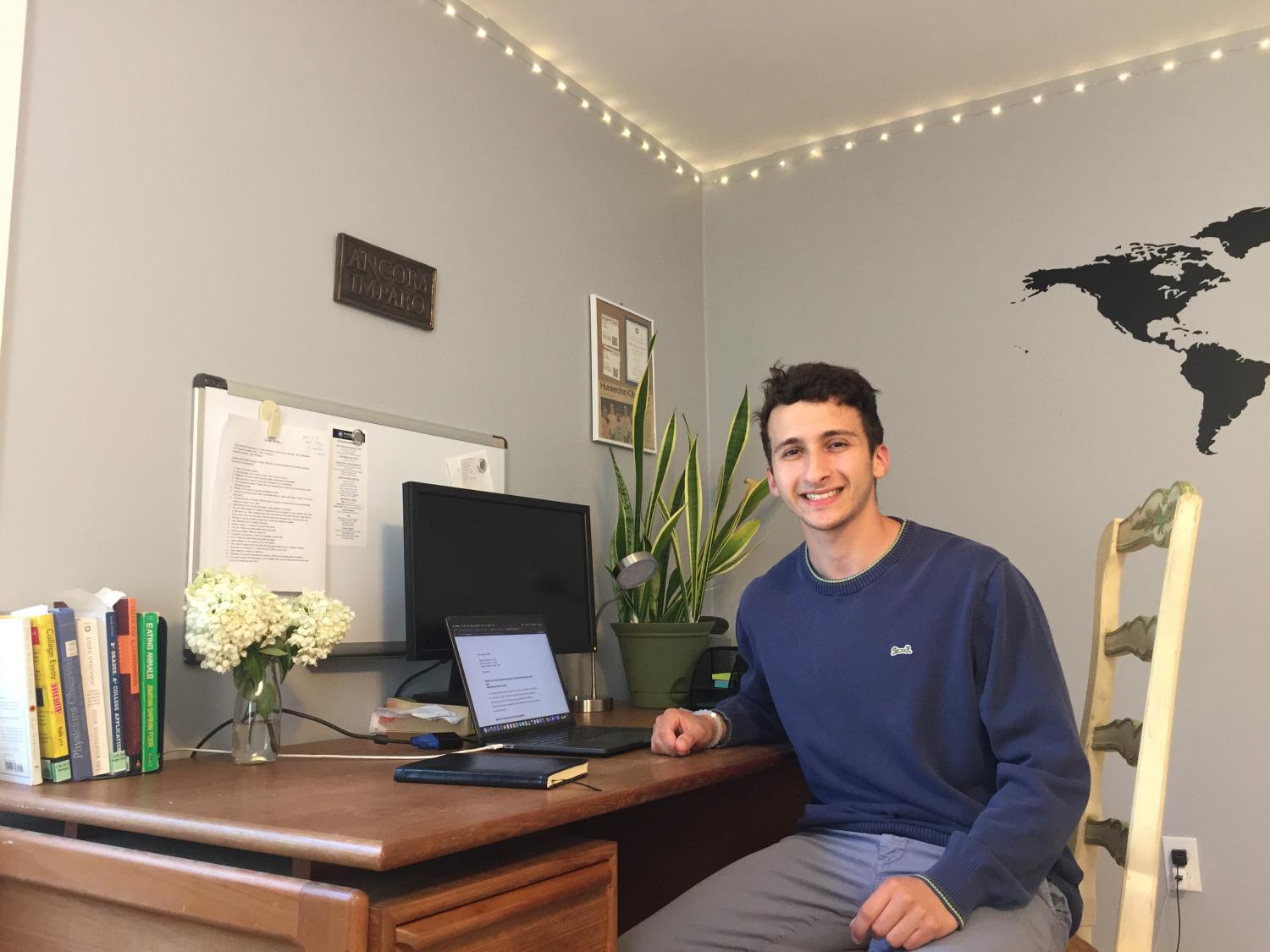 Ethan Liebross working in his home office