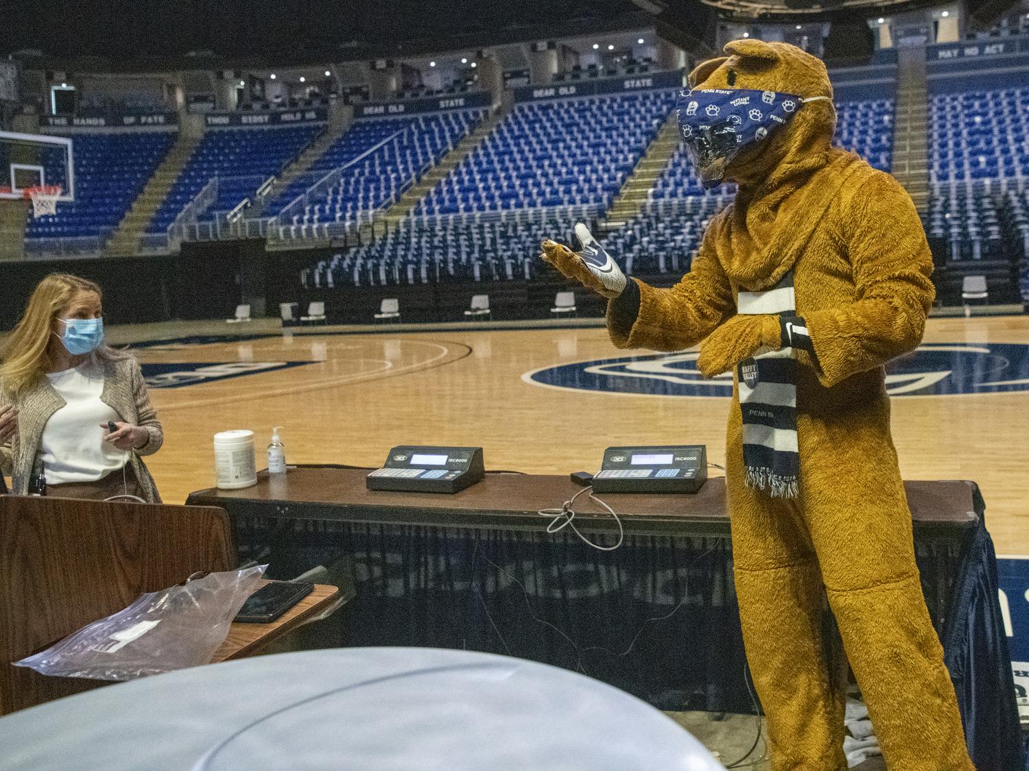 Peggy Van Meter with Nittany Lion
