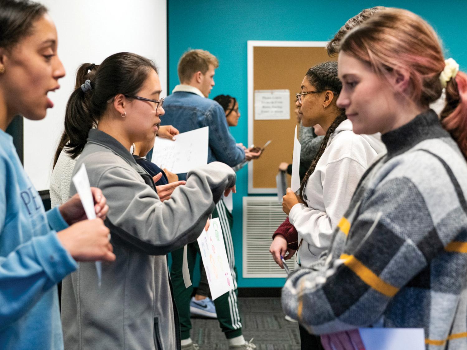 Students in the D.C. Social Justice Fellowship course complete an in-class exercise.