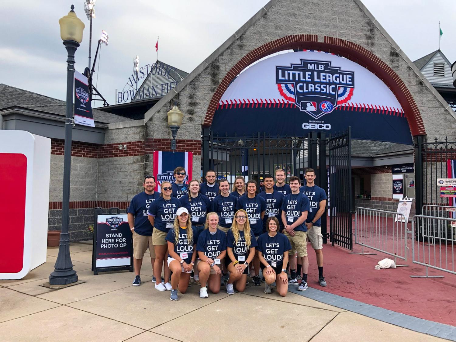 Penn College students in front of the Bowman Field in Williamsport