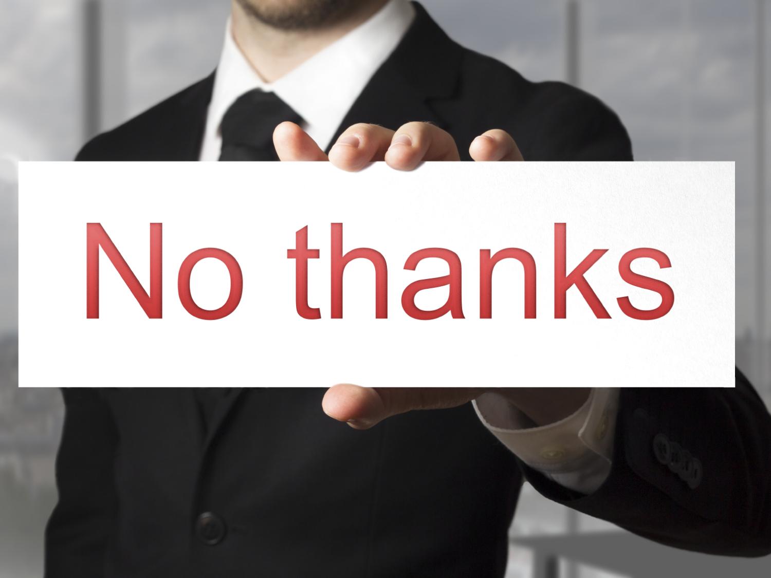 No thanks sign