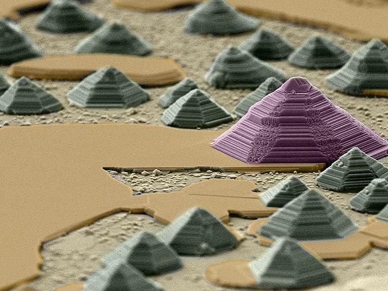 Indium Selenide Pyramids and Mesas on Epitaxial Graphene