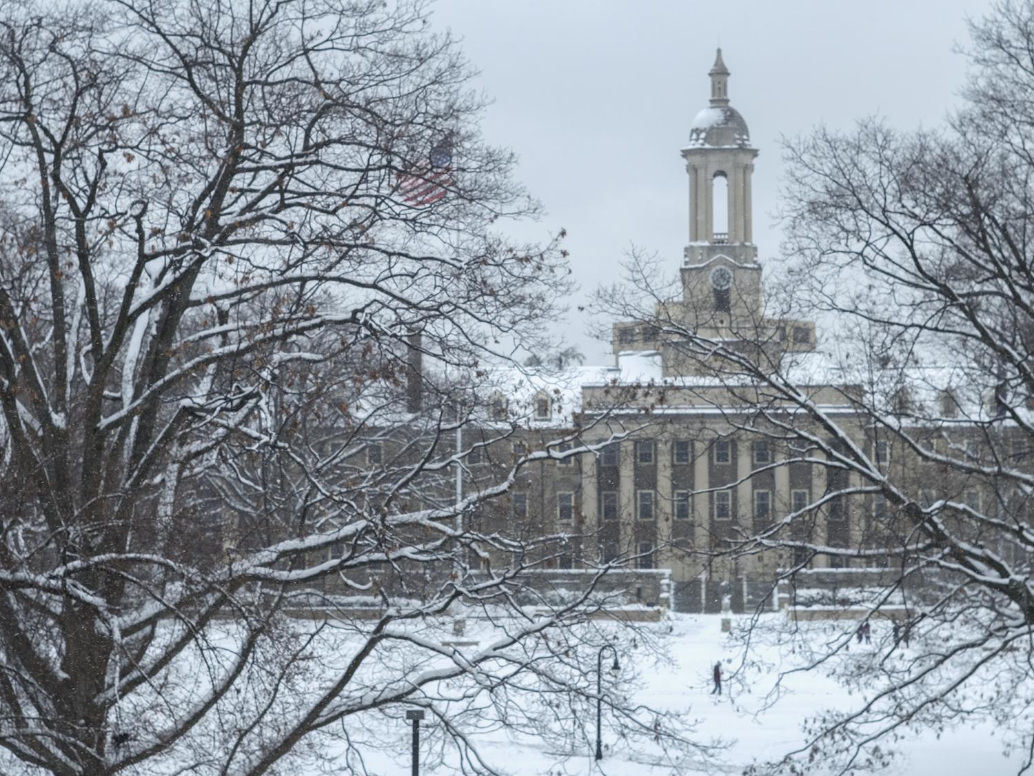 Old Main in snow