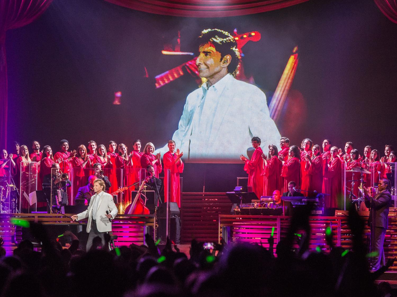 Barry Manilow invited the Choirs of Penn State Behrend to perform alongside him at his April 25 concert at Erie Insurance Arena. 