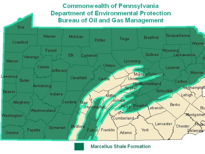 shale gas formation map