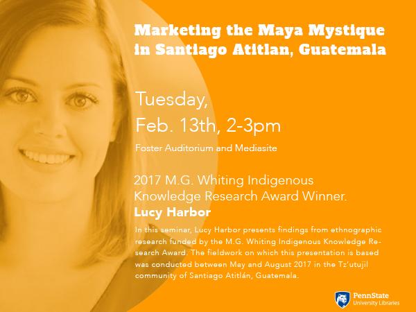 flyer for ICIK talk "Marketing the Maya Mystique" Feb. 13