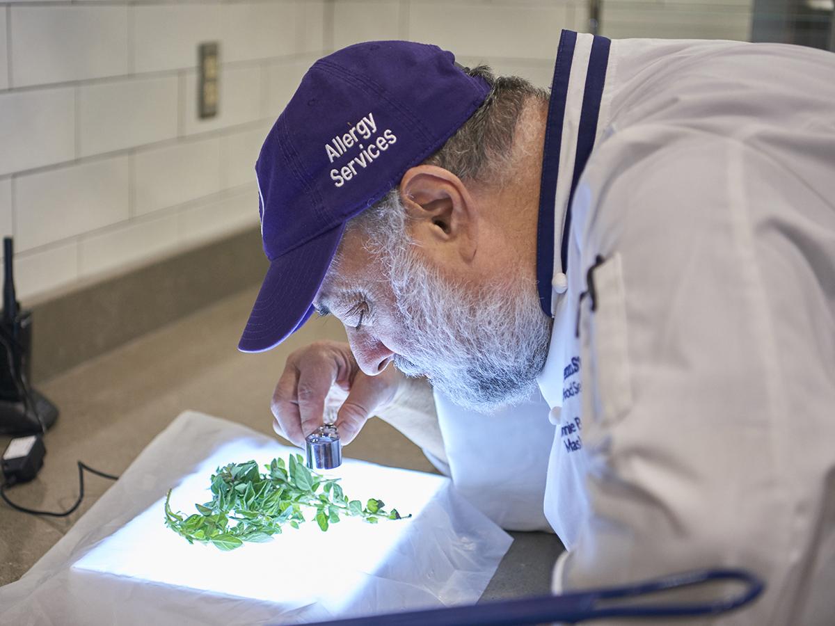 Mashgiach Ronnie Berman inspects ingredients at Pure