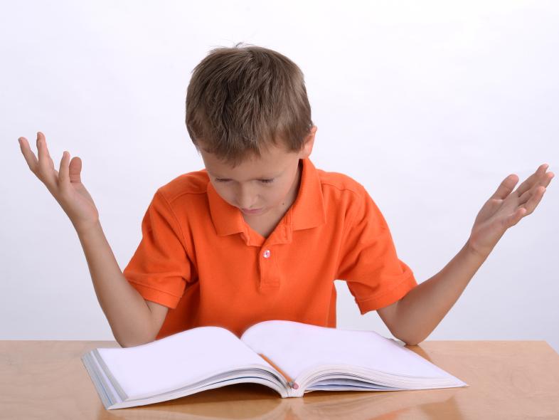 Student struggles with math homework.