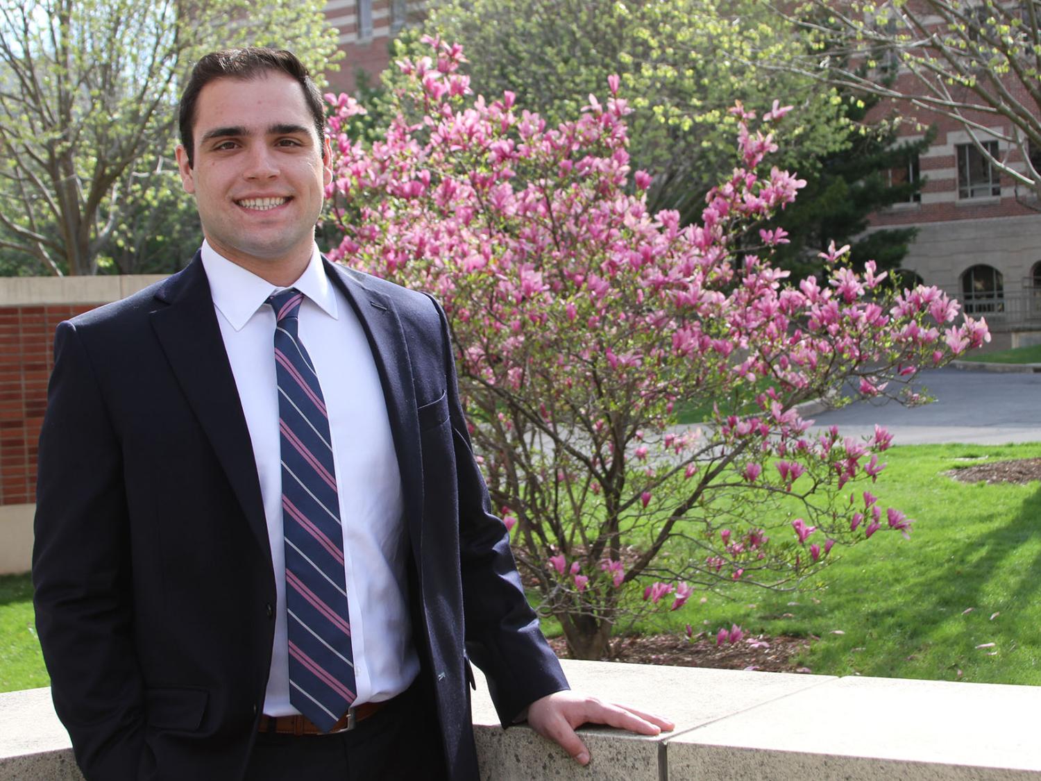 A photo of Smeal spring 2019 student marshal Matthew Cherry