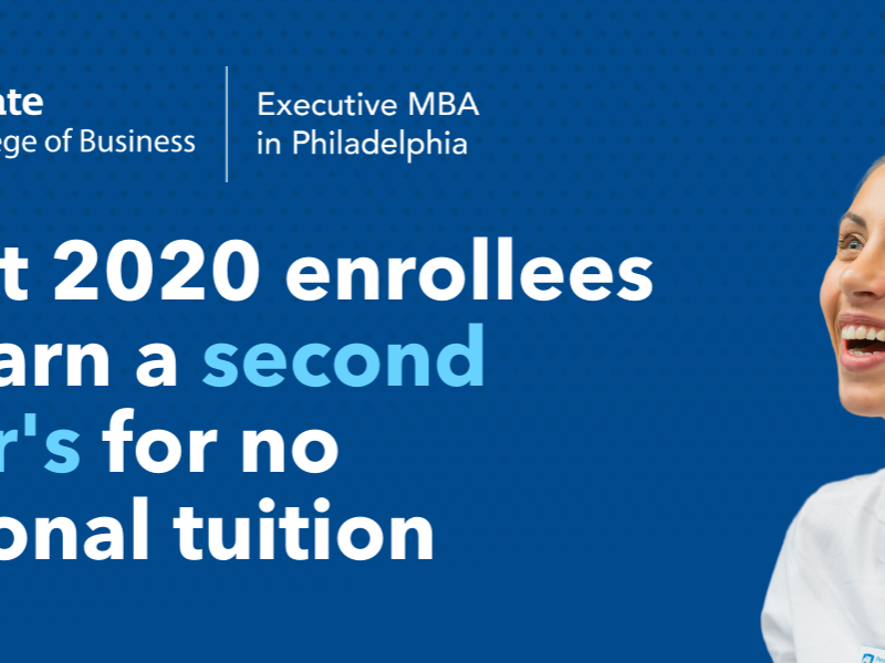 EMBA Graphic: August 2020 enrollees may earn a second master's for no additional tuition