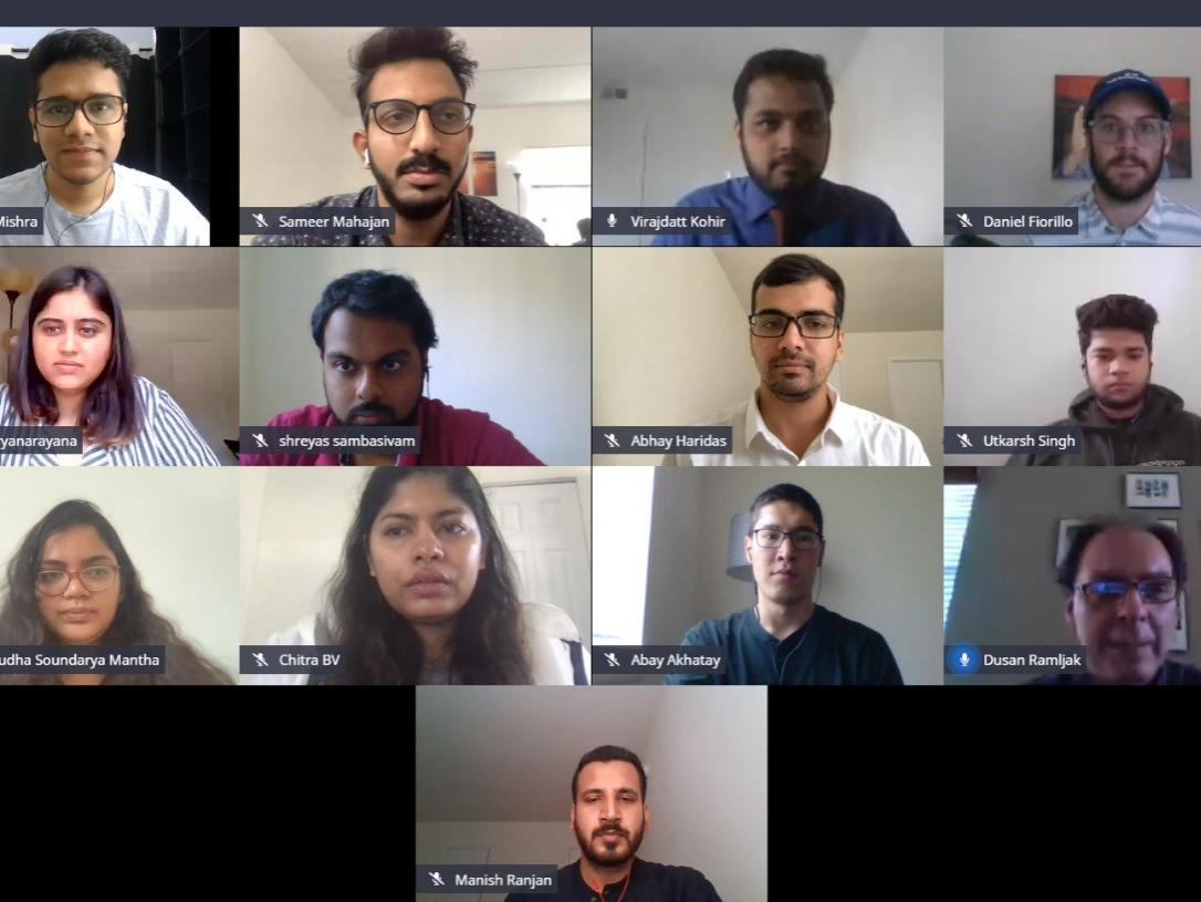Screenshot of the Zoom call from the Google Developer Student Club introductory call