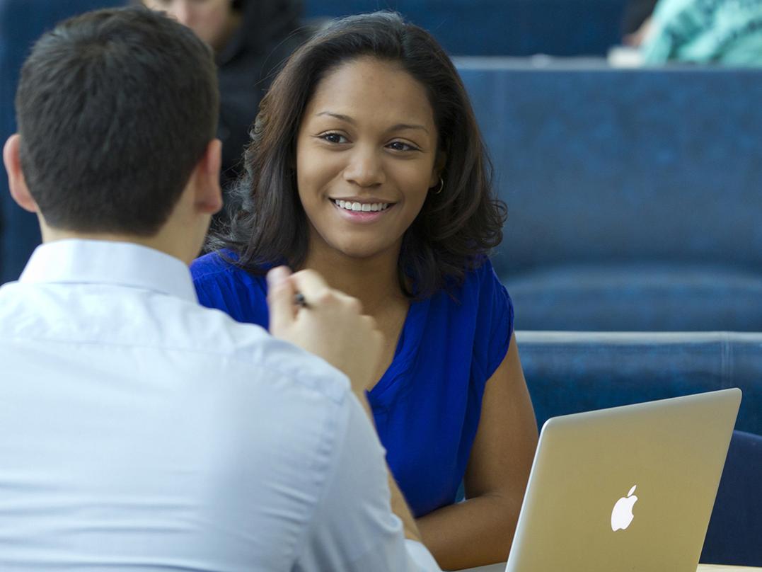 Photo of a student with a mentor.
