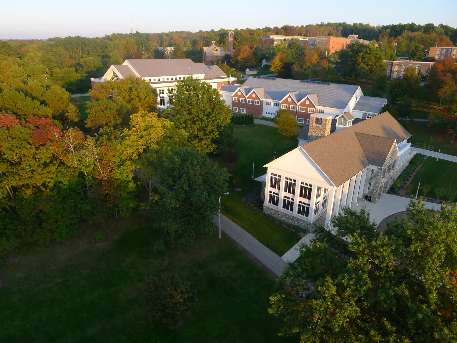 An aerial image of the Penn State Behrend campus