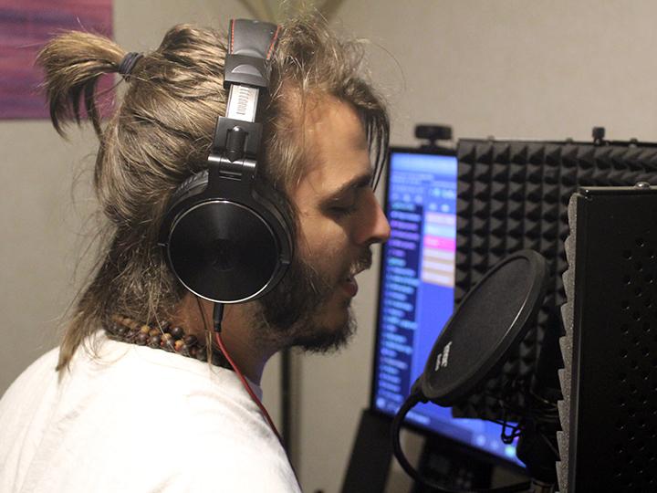 Mike Shott in his home recoding studio. 