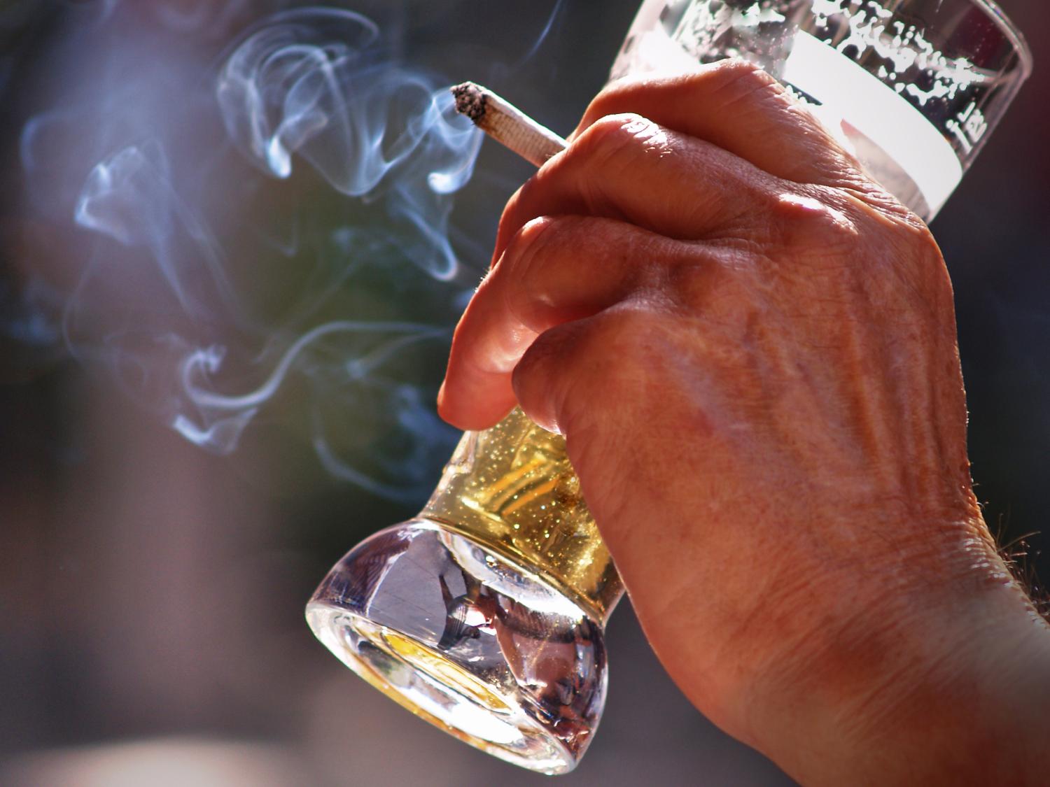 glass of beer and cigarette