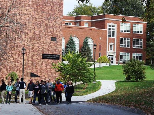 Students and families tour Penn State Mont Alto's campus.