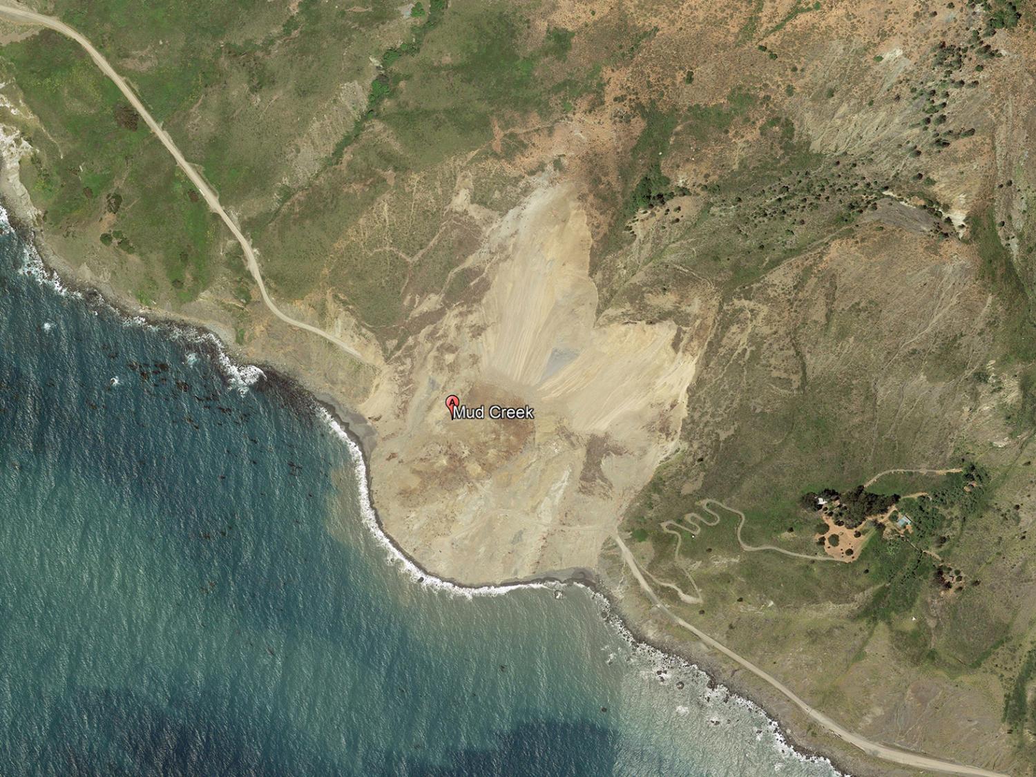 satellite image of a landslide