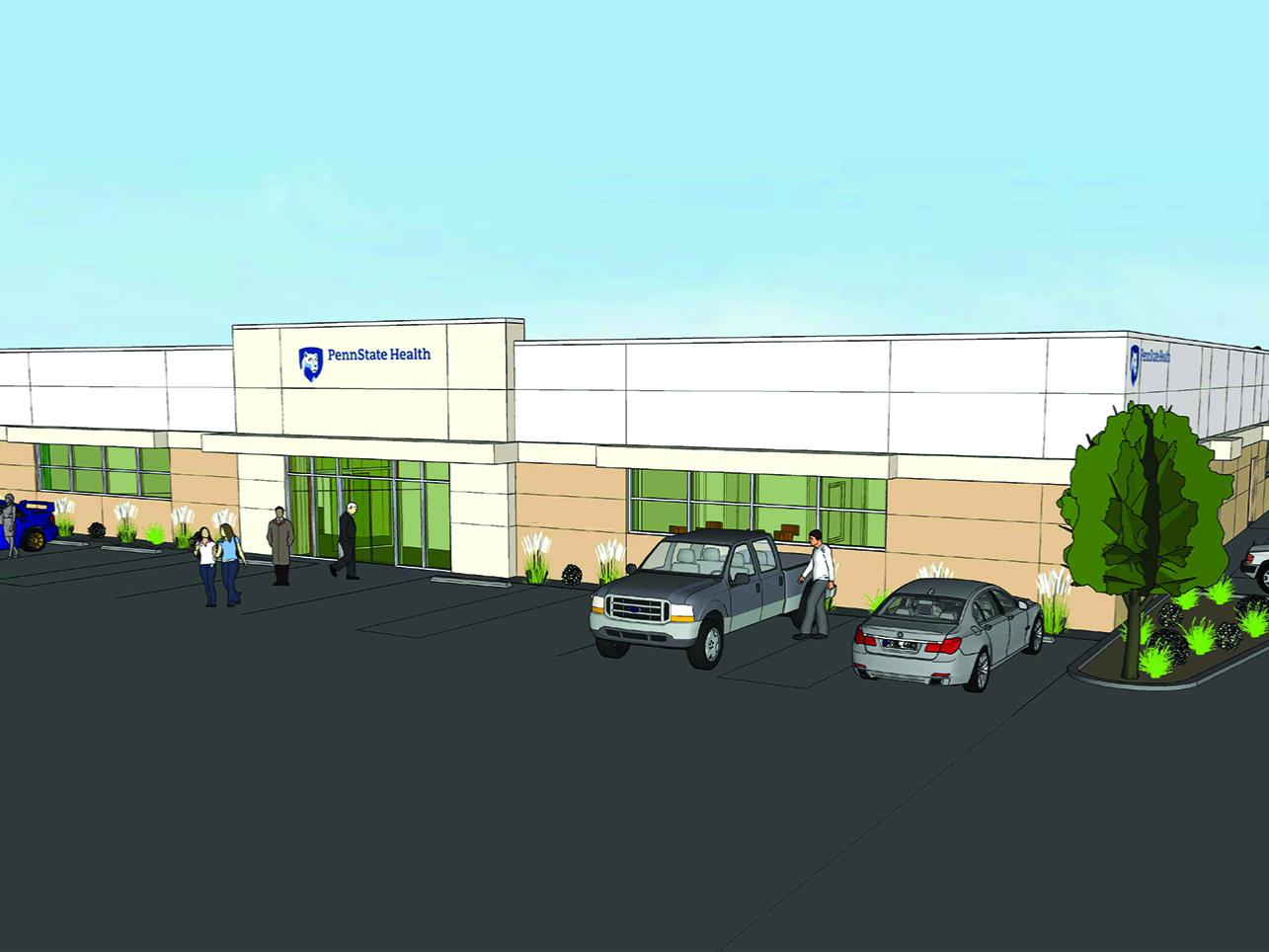 An artist's rendering of a medical office building