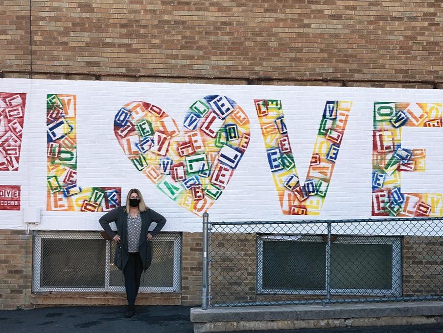 Maryam Galbiati poses near her artwork