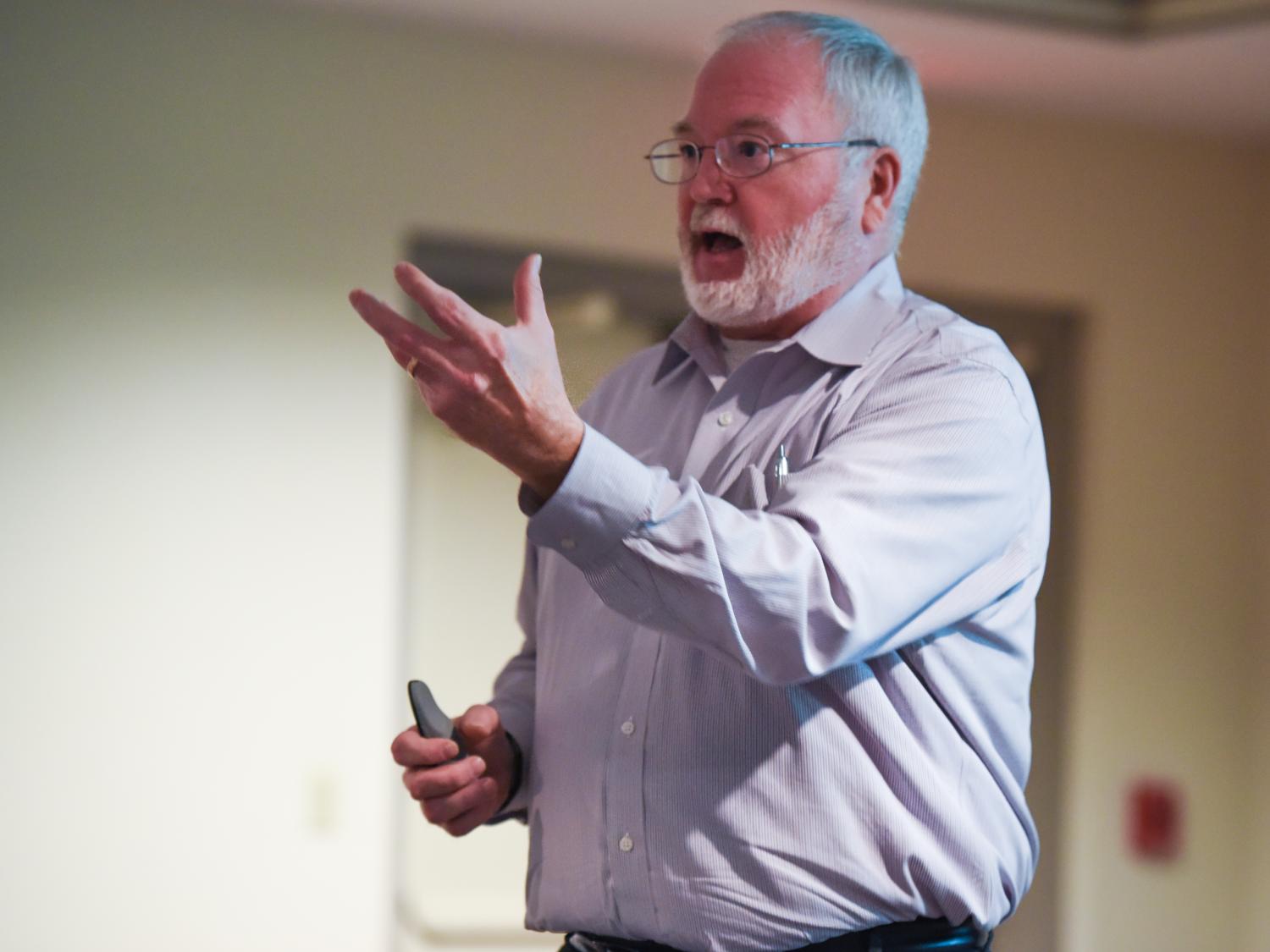 Leo Flanagan, founder of the Center for Resilience in New York, speaks Nov. 11 at a presentation on resilience, sponsored by Penn State Student Affairs and the Jana Marie Foundation.