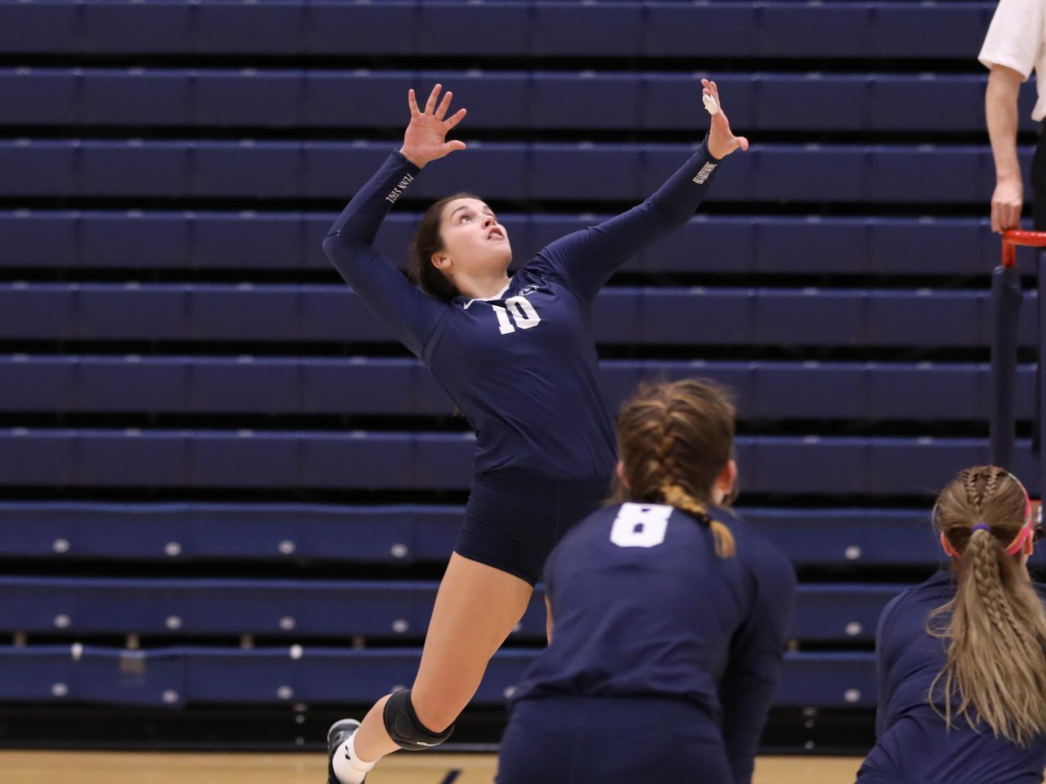 Nikki Poissant swings for a point at the PSUAC Championship